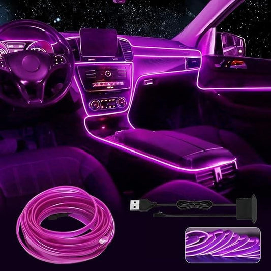 Automaze El Wire, 5M Neon Lights 5V with Fuse Protection for Car Interior Decoration ( Ice Blue )